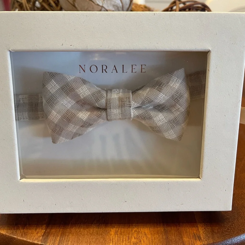 Noralee taupe gingham Bow Tie NWT